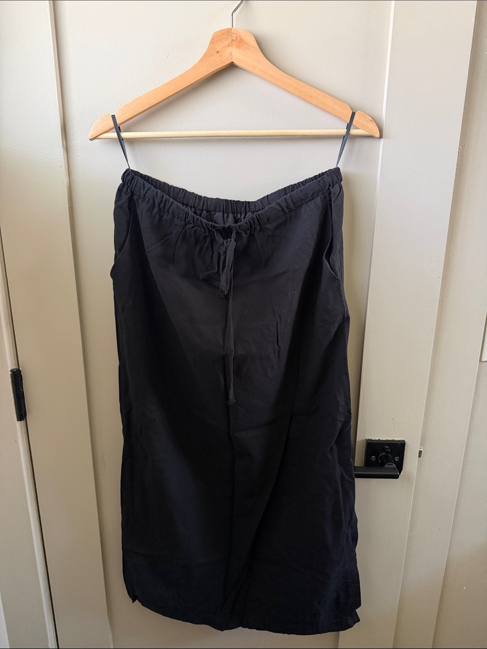 Anthropologie Black Drawstring Midi Skirt
